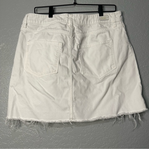 Paige Aideen Mini Skirt Distressed Crisp White High Waisted - Picture 7 of 12